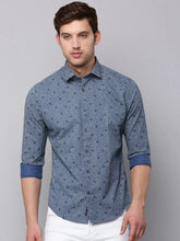 Men Blue Printed Casual Shirt-BARONPRINTED-4004-Blue